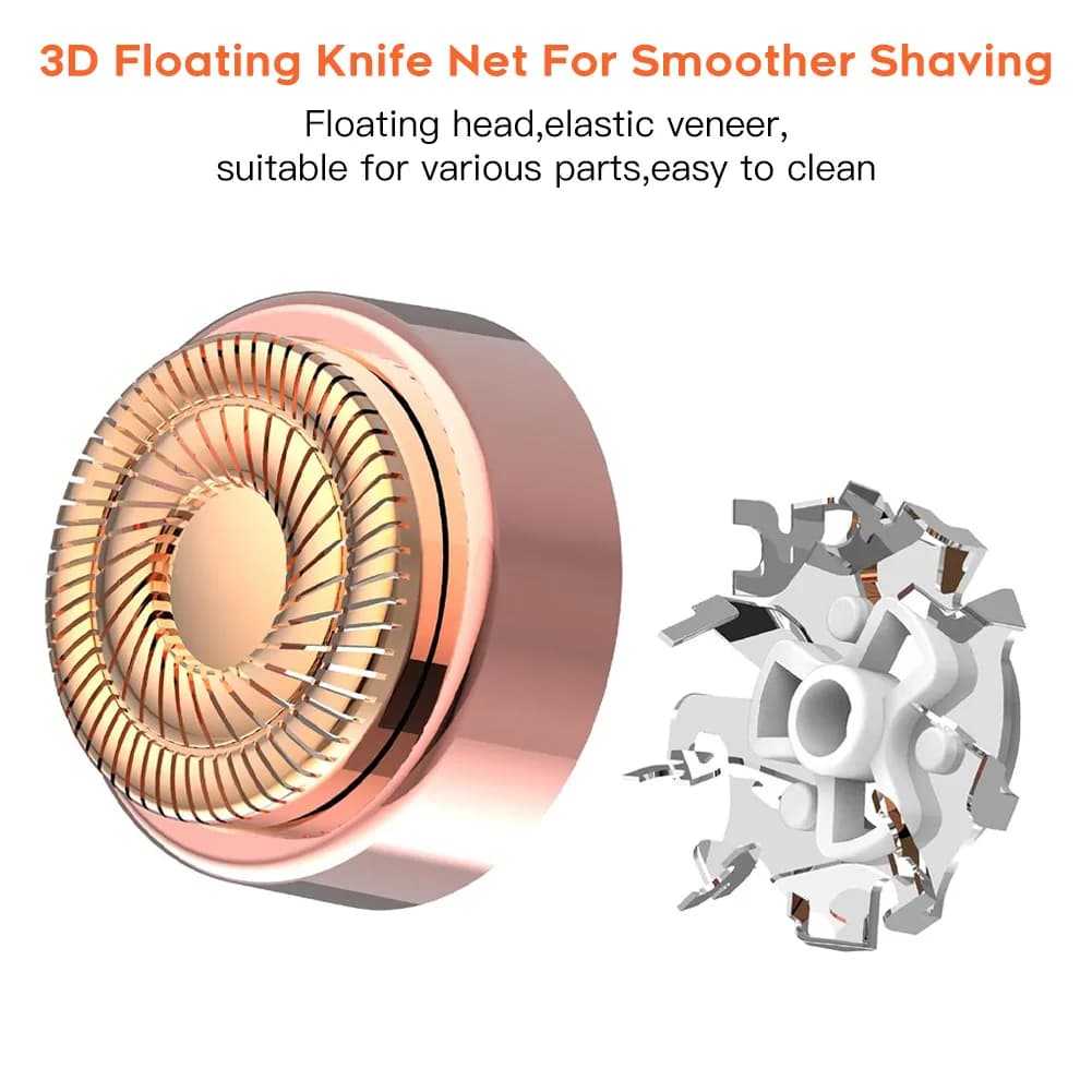 Face Shaver and Eyebrow Trimmer Rechargeable Lips Body Facial Hair Remover Women Electric Portable Waterproof 3D-Floating Blade - 6