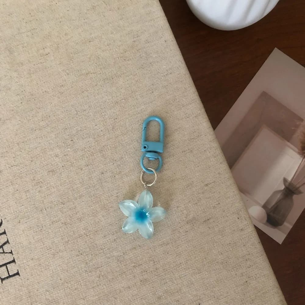 Cute Colorful Flower Pendant Keychains Women Bag Earphone Case Pendant DIY Accessories Car Key Ring Girl Candy Color Key Chains - 4