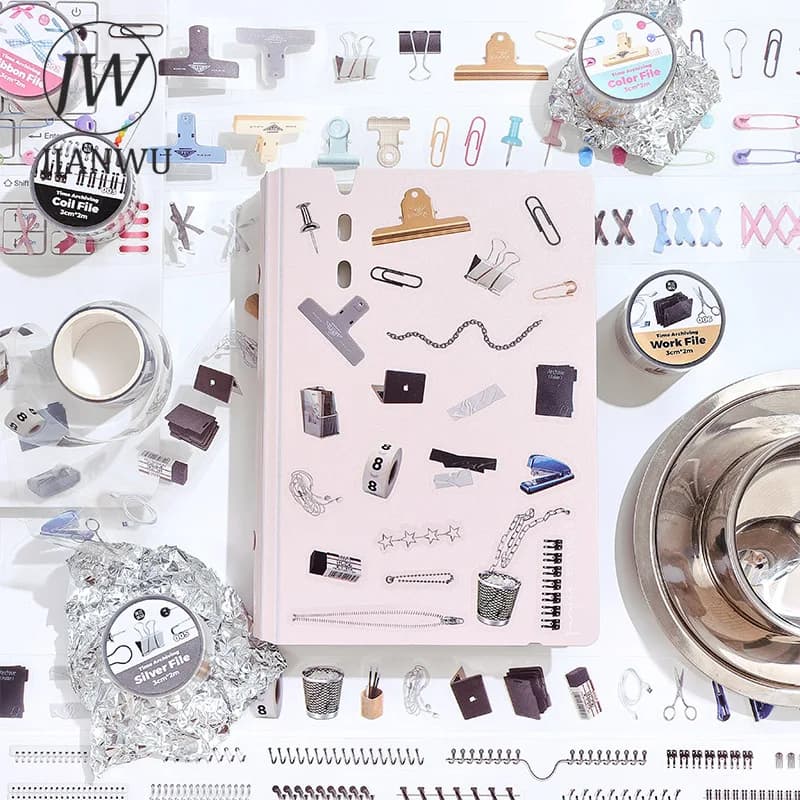 شريط JIANWU 30mm*200cm من سلسلة Time Archive، أدوات يوميات كلاسيكية، مواد كولاج PET، أدوات مكتبية إبداعية DIY