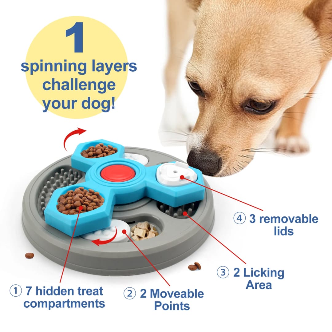 2-Layers Dog Puzzle Toys Slow Feeder Food Dispenser Interactive Increase Puppy IQ Anti-Choking Tableware Dog Licking Plates - 2