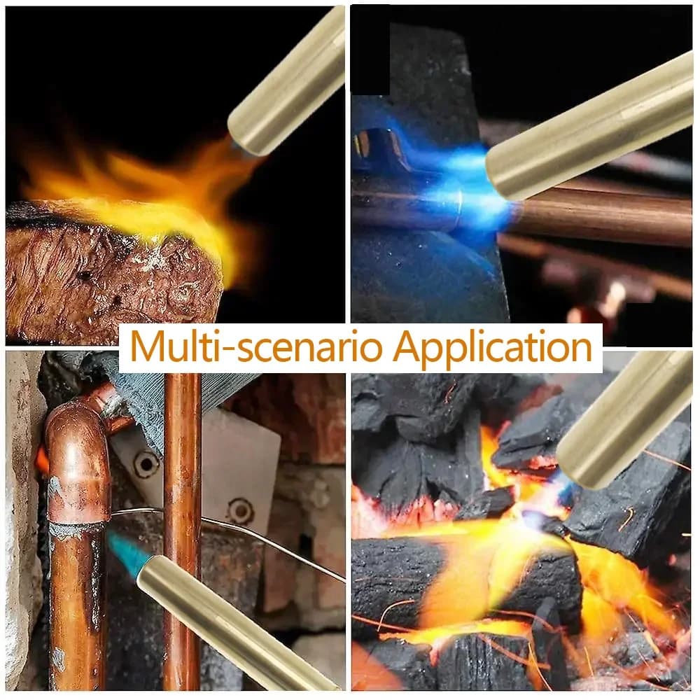 مسدس لحام محمول يعمل بالبيوتان للتخييم والشواء - شعلة غاز قوية لإشعال النار - 5