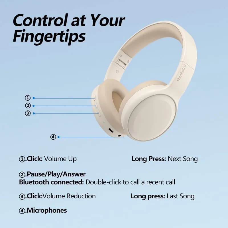 Choice Lenovo TH30 Wireless Headphones Bluetooth 5.3 Earphones Foldable Game Headset Sport Headphone with Mic Music Earbuds - 6