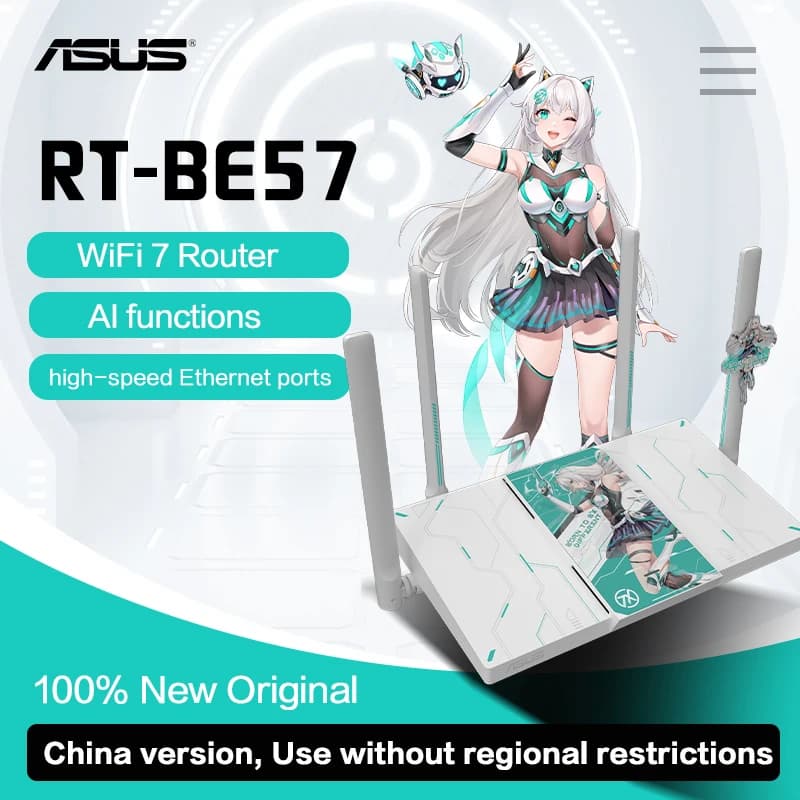 راوتر ASUS WiFi 7 BE57 TUF Gaming وراوتر AI وراوتر منزلي واي فاي وتوجيه عشوائي للمجموعات وشبكة لاسلكية 5G