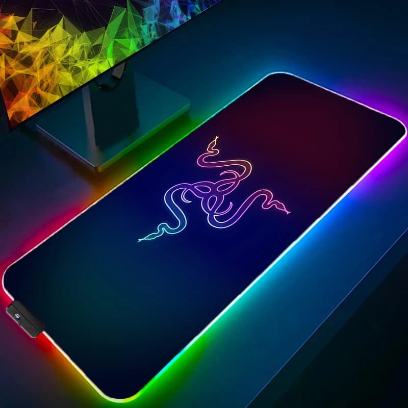 رازر لوحة ماوس بإضاءة RGB LED، حصيرة مكتبية مطاطية غير قابلة للانزلاق، لوحة ممتدة، إكسسوارات كمبيوتر، لوحة ماوس لابتوب، لوحة مفاتيح، حصيرة ألعاب كبيرة بدقة HD - 6