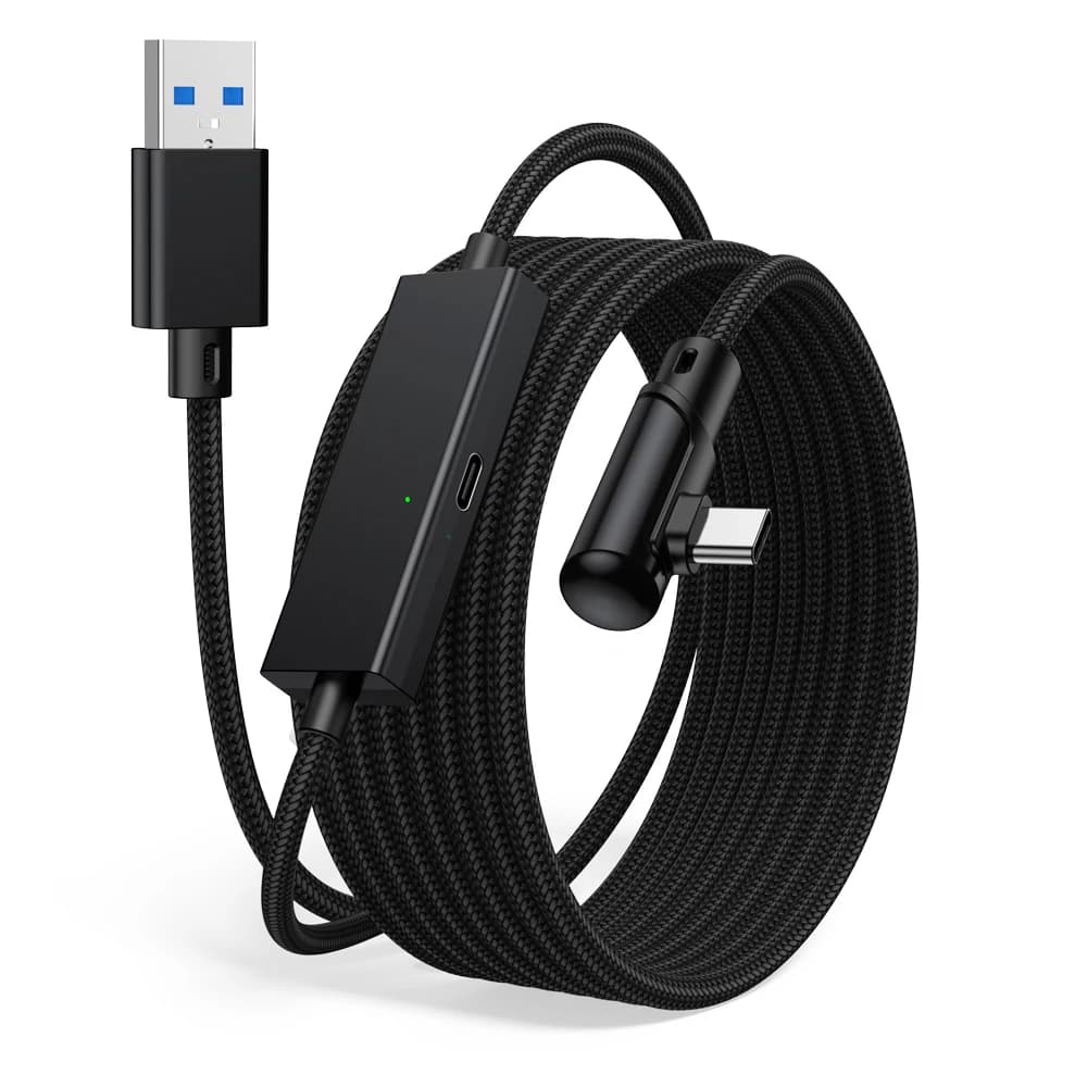 كابل رابط مع منفذ شحن لملحقات Meta Quest 3/3s/2 PC Steam VR كابل بيانات USB C 2.5Gbs من كمبيوتر إلى كمبيوتر لسماعة VR
