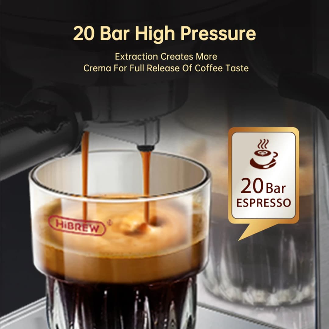 HiBREW Coffee Maker Cafetera 20 Bar Inox Semi Automatic Super Slim ESE POD& Powder Espresso Cappuccino Machine Hot Water H11 - 5