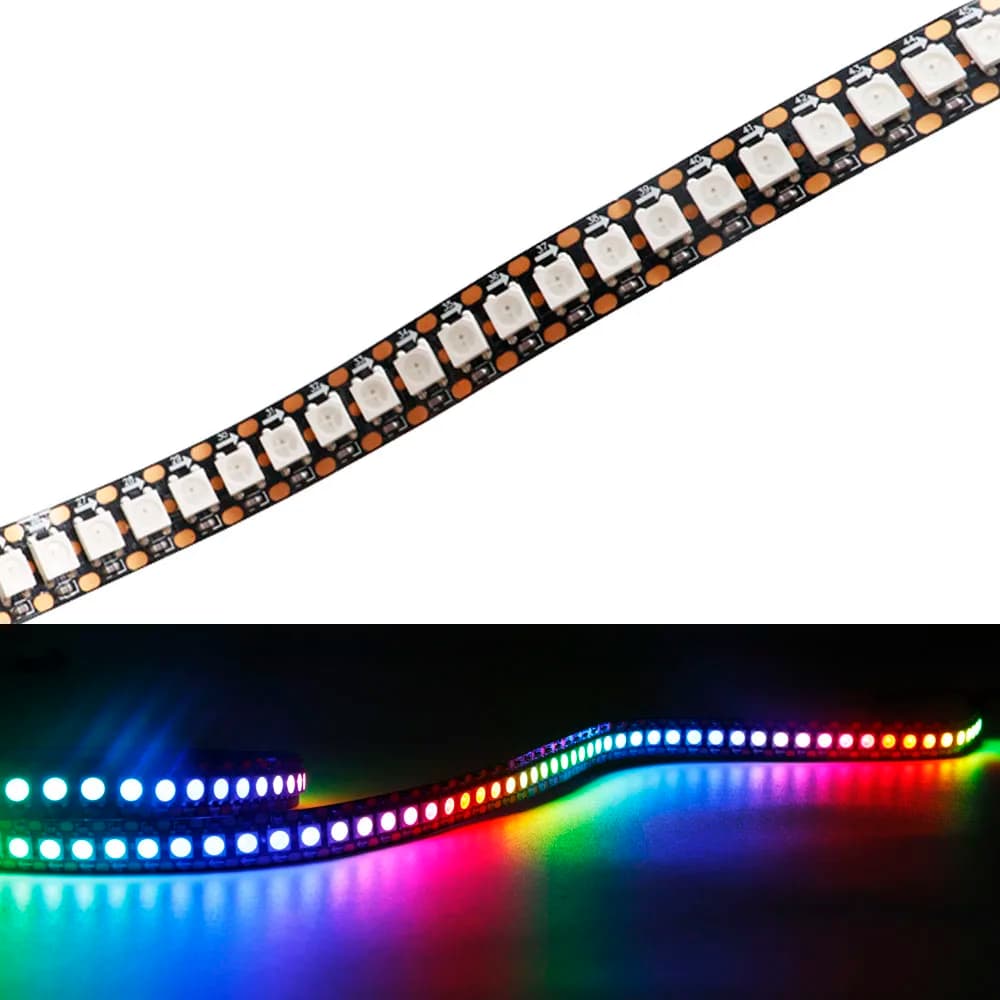 شريط ليد WS2812B/WS2815 بطول 1-3 متر، 144 بكسل/ليد/متر، IC قابل للعنونة، ذكي، RGB، IP30/IP65/IP67، DC5V/12V