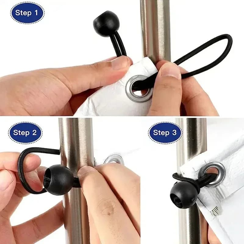 10pcs Bungee Ball Tarps Canvas Tarpaulin Flagpole Ties Cord Ends Elastic Rope Lace Fixed Boat Pole Camping Tent Accessories - 4