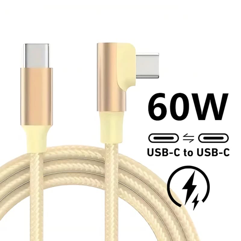 كابل شحن سريع USB C بزاوية 90 درجة لهواتف iPhone 17 و16 و15 Pro Max وSamsung وXiaomi وRedmi وPOCO وOnePlus من النايلون المضفر - 5