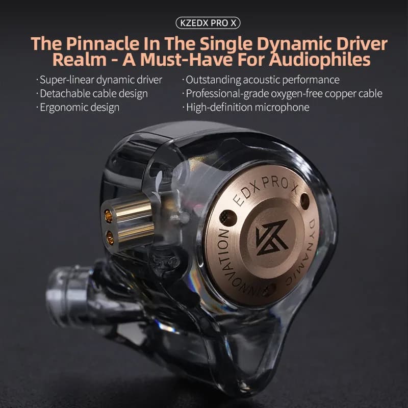 KZ EDX PRO X IEM Earphones Dynamic Drive HiFi Deep Bass Sound Earbud Sport Music Noise Cancelling Headset with Detachable Cable - 6