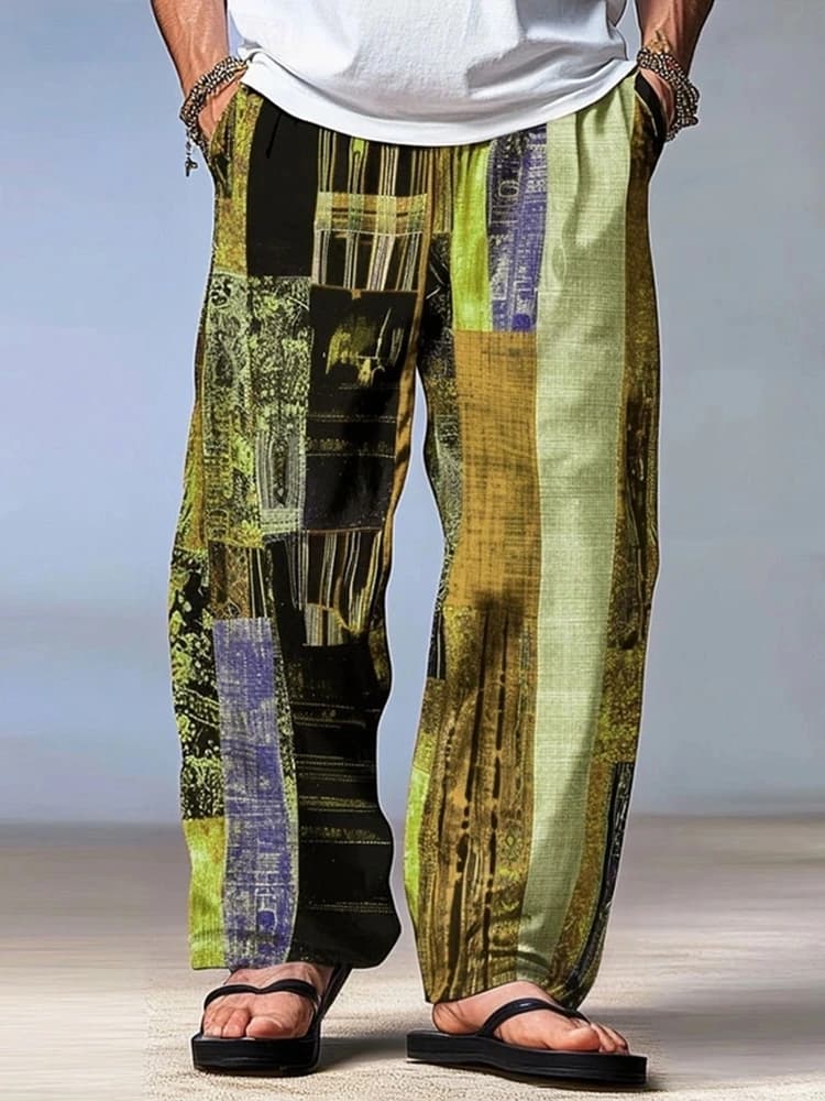 Men's Trousers Summer Pants Beach Pants Drawstring Elastic Waist 3D Print Stripe Graphic Prints Geometry Comfort Casual Pants - 3