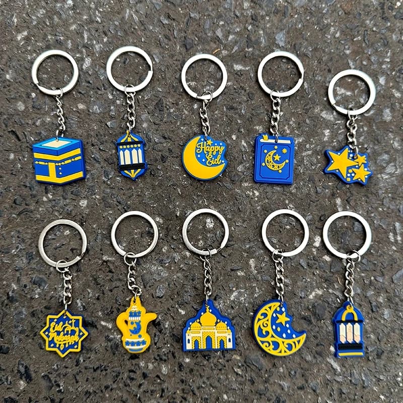 10pcs/set Eid Mubarak Keychain Islamic Muslim Party Gifts Moon Lantern Hanging Ornaments Ramadan Kareem Bag Pendent Decoration - 2