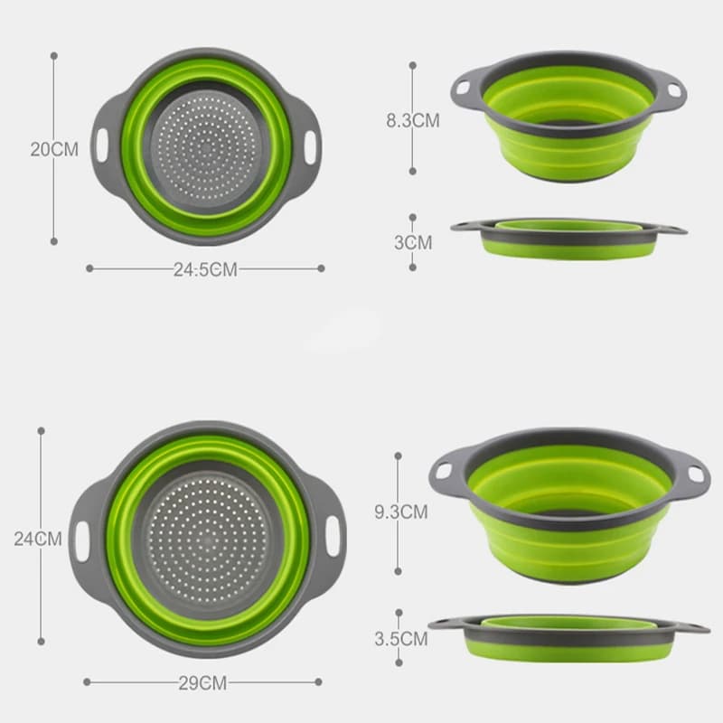 1/2pcs Silicone Round Folding Vegetable Fruits Washing Drain Basket Colander Strainer Collapsible Drainer Kitchen Tool - 6