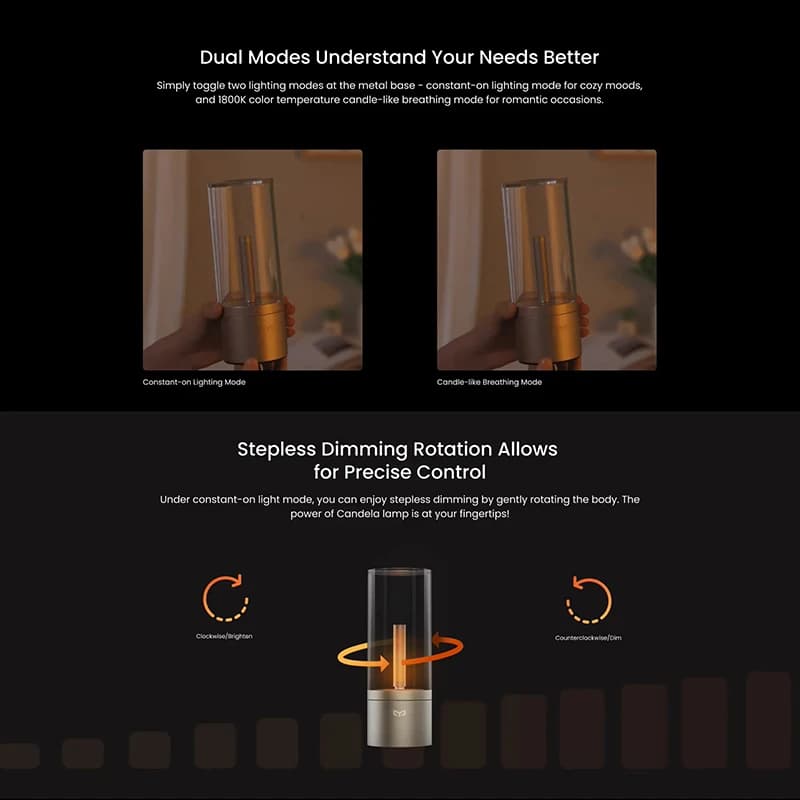 مصباح Yeelight جو أصفر، إضاءة ليلية LED، تحكم في السطوع، قابل للشحن، مثالي لغرفة النوم - 3