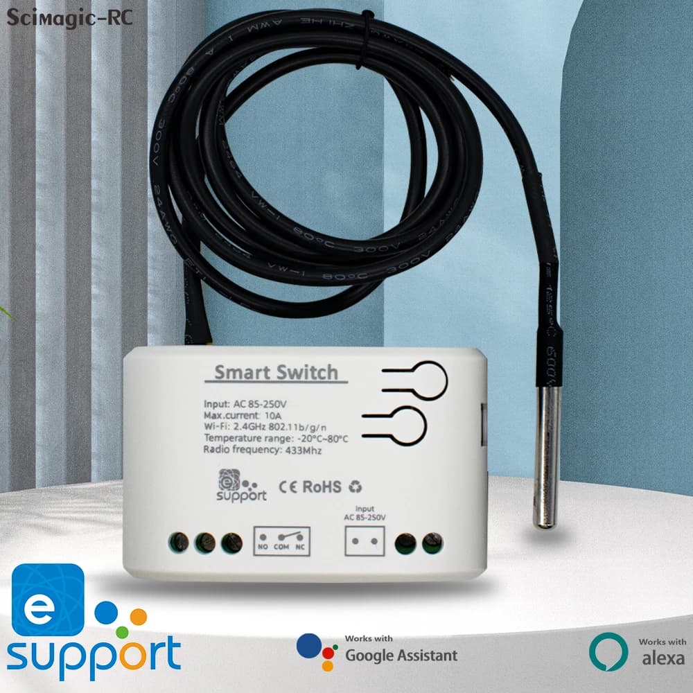 مفتاح درجة حرارة ذكي WiFi جهاز تحكم Ewelink ترموستات ذكي 2000W مع مراقبة استهلاك الطاقة يعمل مع Alexa