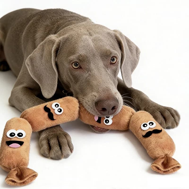 Durable Dog Plush Chew Toy Squeak Chewable Molar Simulated Sausage with BB Sound Teeth Cleaning Bite-Resistant for Puppies - 2