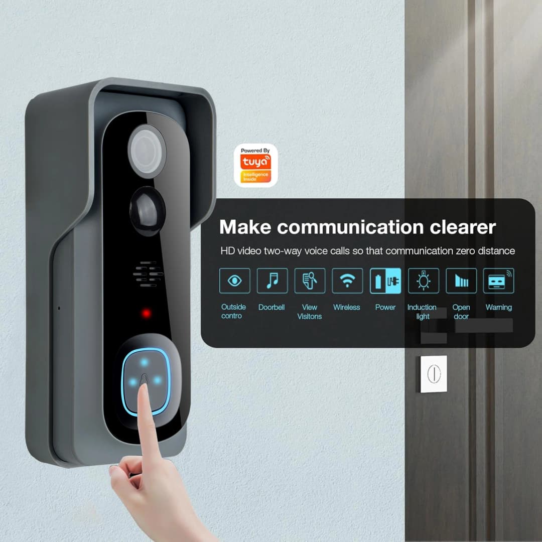 نظام التحكم الذكي في الوصول من Tuya، جرس باب ذكي مع كاميرا وإنتركوم، أمان منزلي مع صوت وفيديو ثنائي الاتجاه عبر واي فاي - 4