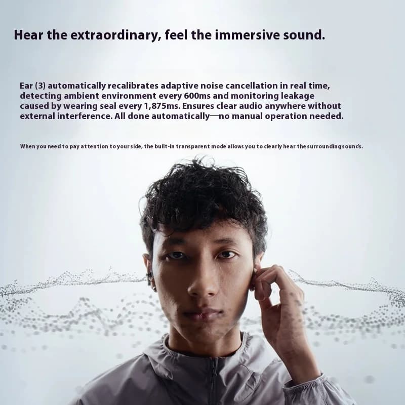 سماعات أذن NOTHING Ear (3) جديدة بلوتوث لاسلكية خفيفة الوزن قاعدة معدنية مخصصة تقليل ضوضاء 45dB سماعة رأس Hifi ستيريو هدية - 5