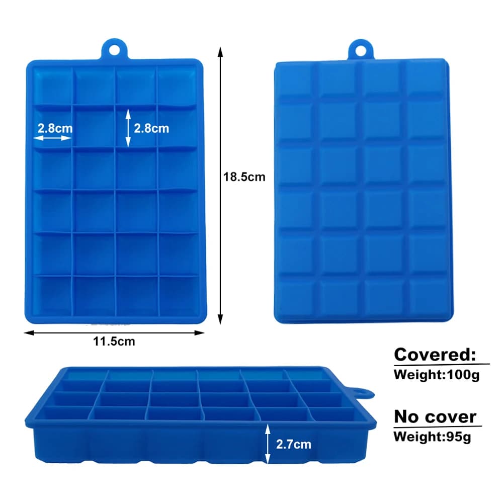With Lid /No Lid 24-hole Silicone Ice Tray Square Box Auxiliary Food Puree Cheese Jelly Mold Bar Kitchen Tool Cocktail Cube - 2