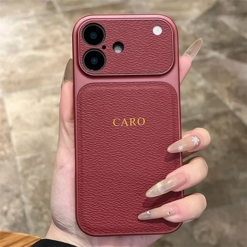Personalise Gold Silver Initials Letter Leather Case For Iphone 15 14 13 17 pro max 14 16 Plus 17air Luxury Lens Protextion Case - 6