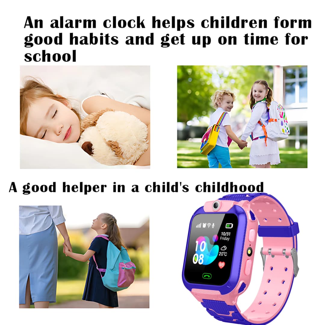 ساعة ذكية للأطفال Q12B مع نظام تحديد المواقع العالمي (GPS) وواي فاي ومكالمات الفيديو وخدمة الطوارئ SOS ومقاومة للماء بمعيار IP67، ساعة ذكية للأطفال مع كاميرا ومراقبة وتتبع الموقع - 3