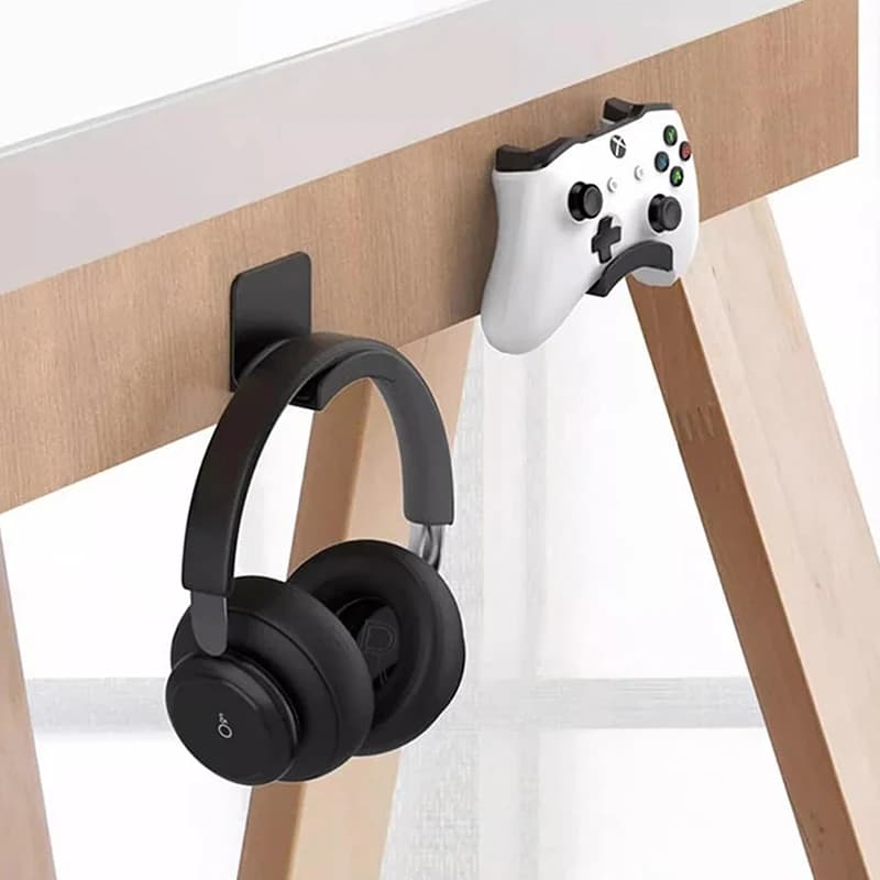 Universal Wall Mounted Headphone Stand Gaming Controller Holder Headset Display Rack Under Desk Hanger Hook For Earphone - 4