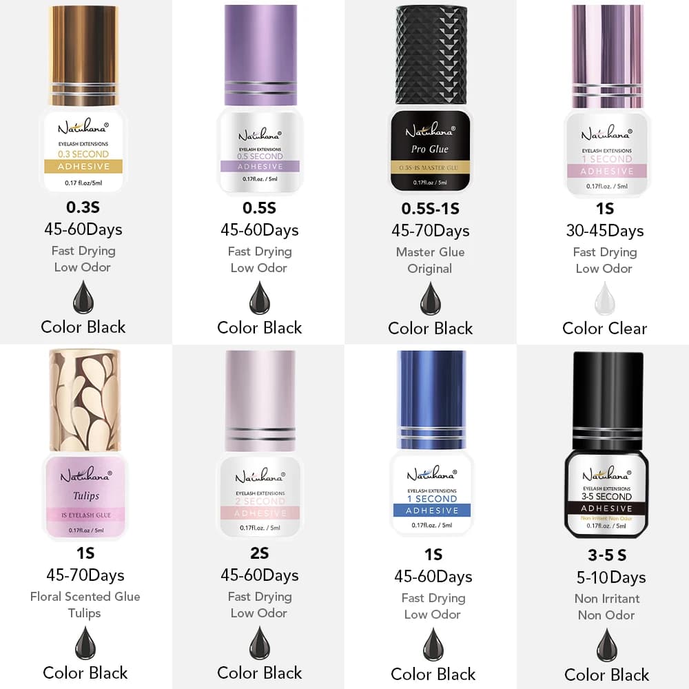 NATUHANA 5ml 1 Second Fast Drying Strong False Eye Lash Extension Glue Adhesive Retention 5-7 Weeks Low Smell Mink Eyelash Glue - 6