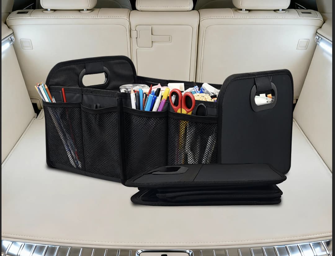 صندوق تخزين قابل للطي للسيارات سعة 40 لتر، منظم صندوق سيارة، صندوق تخزين متعدد الوظائف مع شبكة جانبية، غير مخصص للأطعمة - 4