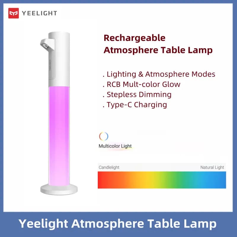 مصباح طاولة جوي قابل لإعادة الشحن من Yeelight، RGB، لديكور سطح المكتب وألعاب الفيديو والحاسوب، حماية للعين، وضع مزدوج