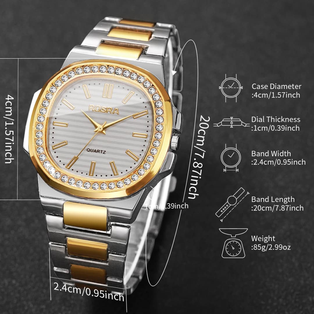 Luxury Rhinestone Men Business Watches Fashion Square Dial Steel Band Male's Quartz Wristwatch Reloj Hombre（Without Box） - 6