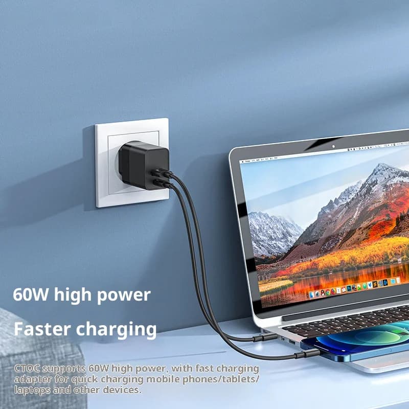 كابل بيانات شحن سريع متعدد 4 في 1 بقدرة 60 وات من النوع C USB-C مايكرو USB سلك شاحن البرق مع صندوق تخزين وحامل هاتف - 5