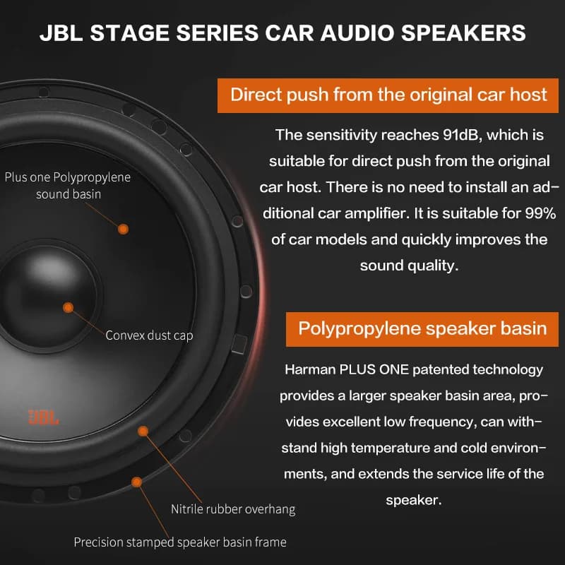 JBL 6.5-inch car audio speaker two-way audio crossover door speaker treble midrange bass subwoofer car speaker - 2