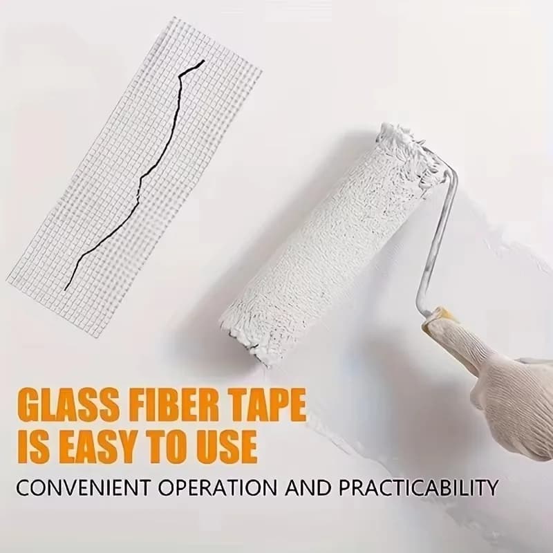 لفة واحدة 30 متر من شريط الشبكة الزجاجية اللاصق ذاتيًا، لإصلاح شقوق الجدران والعزل الحراري، شريط زخرفي لدرزات الشبكة - 2