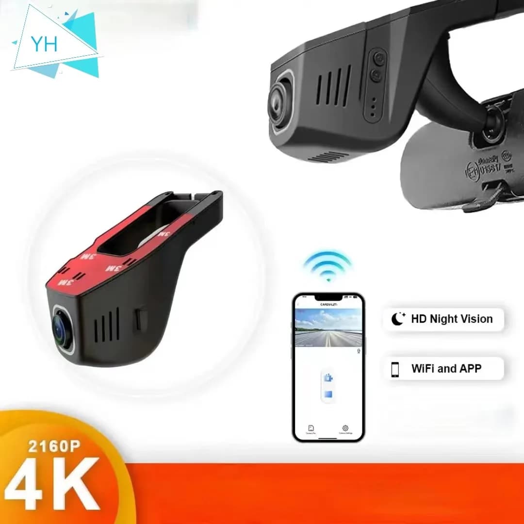 كاميرا سيارة DVR بدقة 4K 2160P، كاميرا لوحة قيادة بدقة 2K 1600P و1080P، مراقبة وقوف السيارات 24 ساعة، تحكم عبر التطبيق، مسجل فيديو قيادة لجميع السيارات