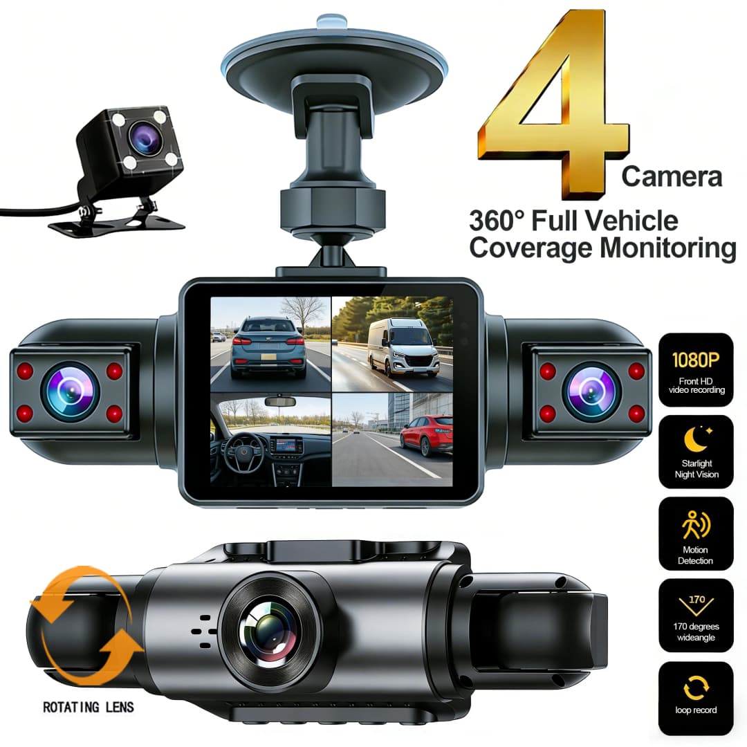 3/4 Lens 1080P Car DVR Dash Cam 360° Panoramic Camera Night Vision 24H Parking Monitor Video Recorder for Cars