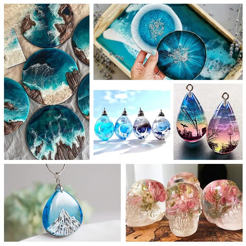 مجموعة راتنج الأشعة فوق البنفسجية مع ضوء محدث، نوع صلب وشفاف لصنع قوالب المجوهرات والحرف اليدوية - 6