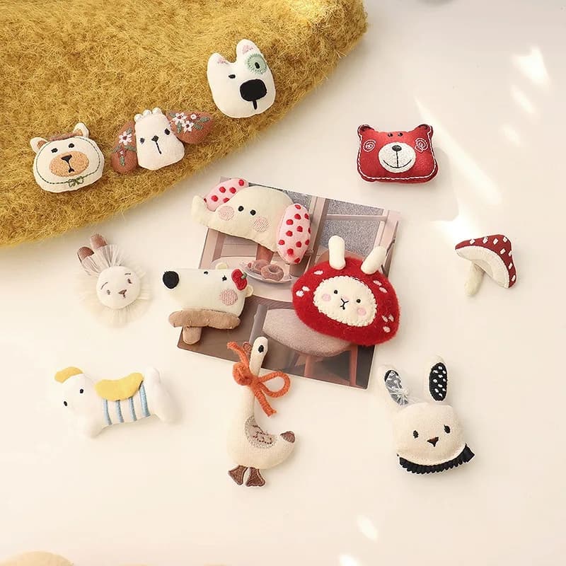 مجموعة دبابيس شعر على شكل حيوانات لطيفة مثل الدب والفيلة والكلب، إكسسوارات كورية للنساء - 5
