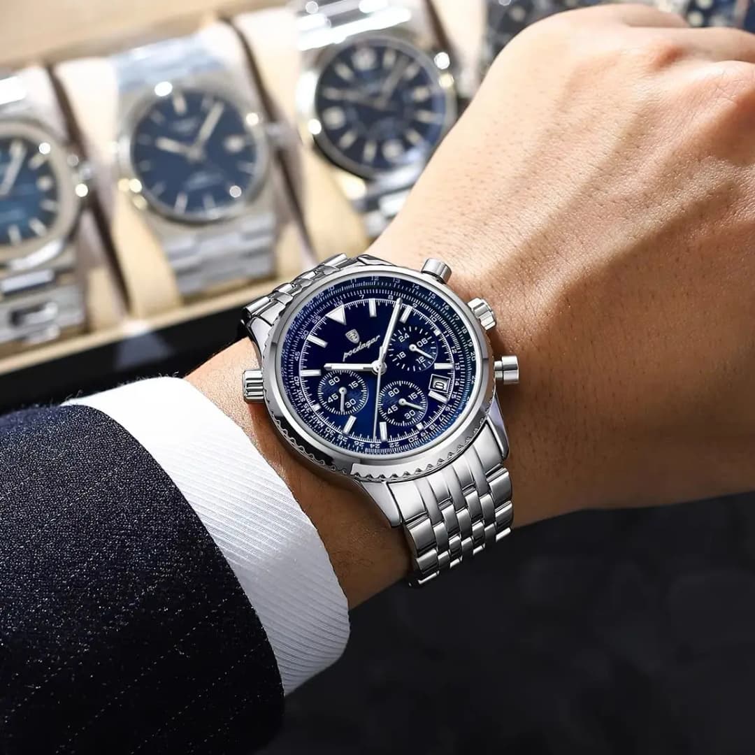POEDAGAR Luxury Sport Man Watch Chronograph Date Waterproof Luminous Men's Quartz Watches Stainless Steel Fashion Men Wristwatch - 6