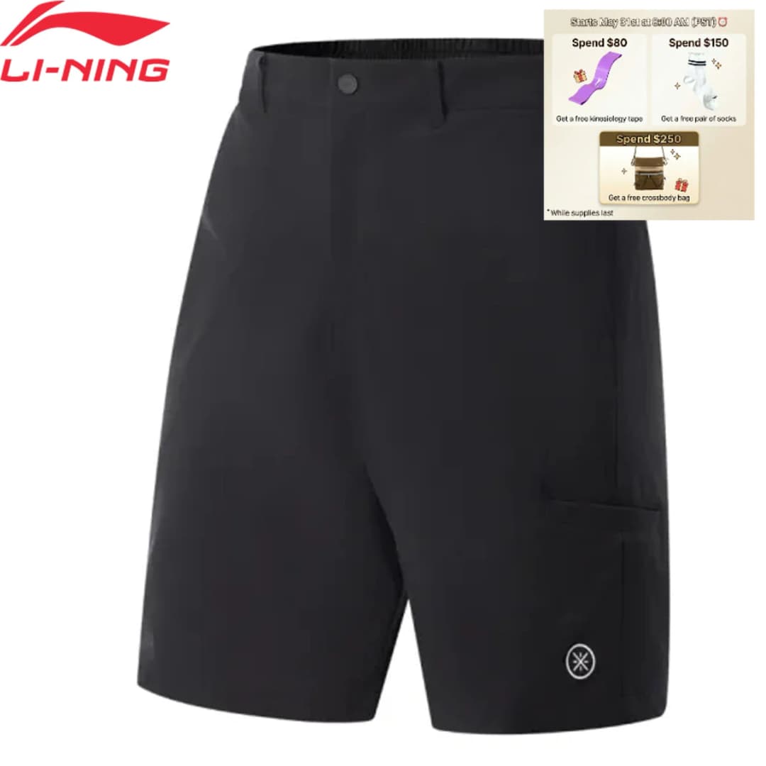 Li-Ning Men's Wade Shorts AT DRY FREEZE 86%Polyamide 14%Elastane AT._UV-50+ Breathable LiNing Casual Athletic Pants AKSV561