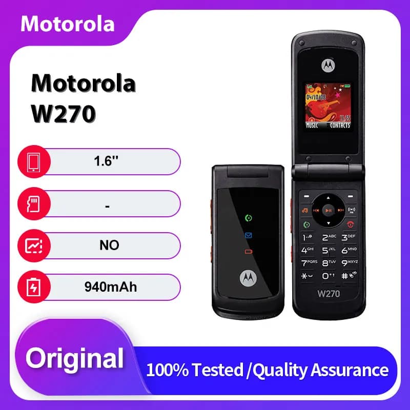 Original Unlocked Motorola W270 940mAh 2G GSM 900 / 1800 Mobile Phone