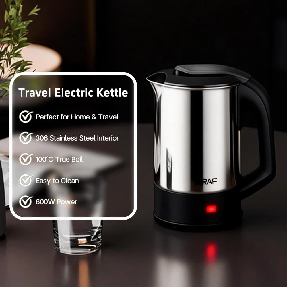 Mini Electric Kettle Tea Coffee Stainless Steel 1000W Portable Travel Water Boiler Pot 0.5L For Hotel Family Trip - 2