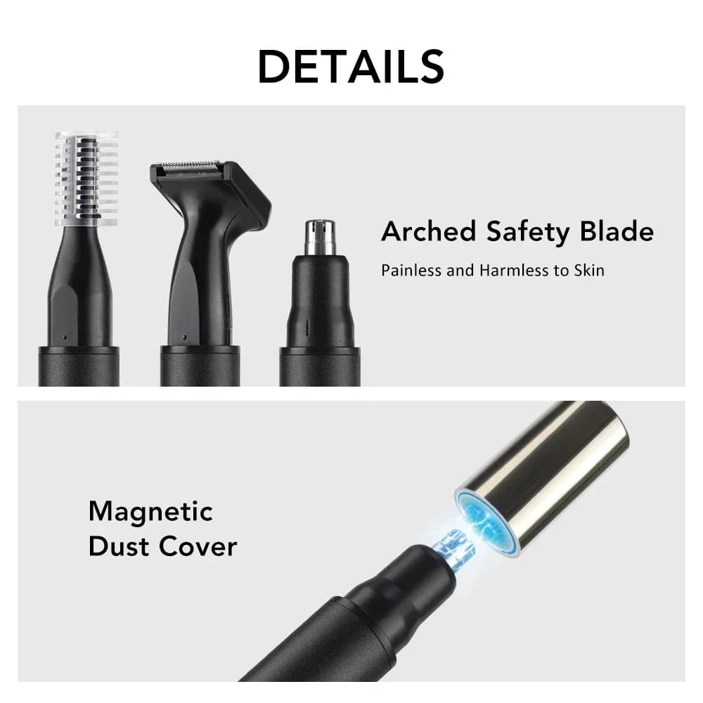 3 in 1 Electric Nose Hair Trimmer for Men Portable Digital Display Nose Ears Hair Eyebrow Trimmer 360° Roating Painless Safe - 6