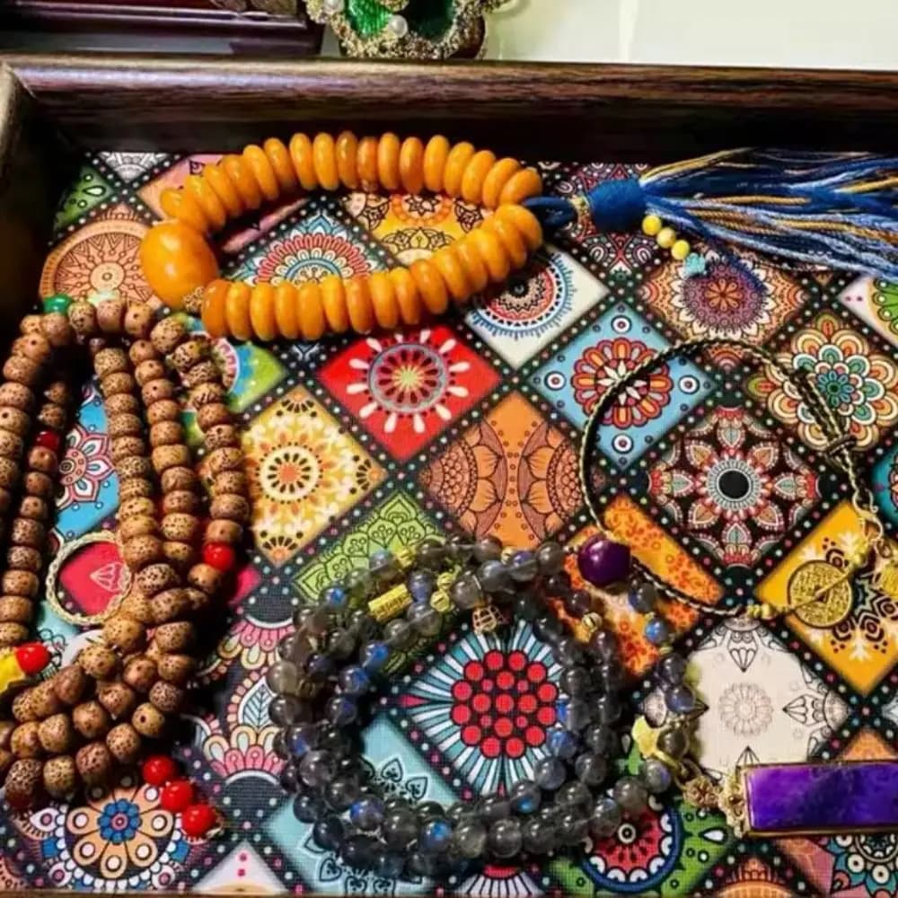 صينية خشبية متينة على الطراز البوهيمي يدوية الصنع مربعة 30x20 سم صندوق تخزين المفاتيح لديكور المكتب أو المدخل أو التخزين المنزلي - 4