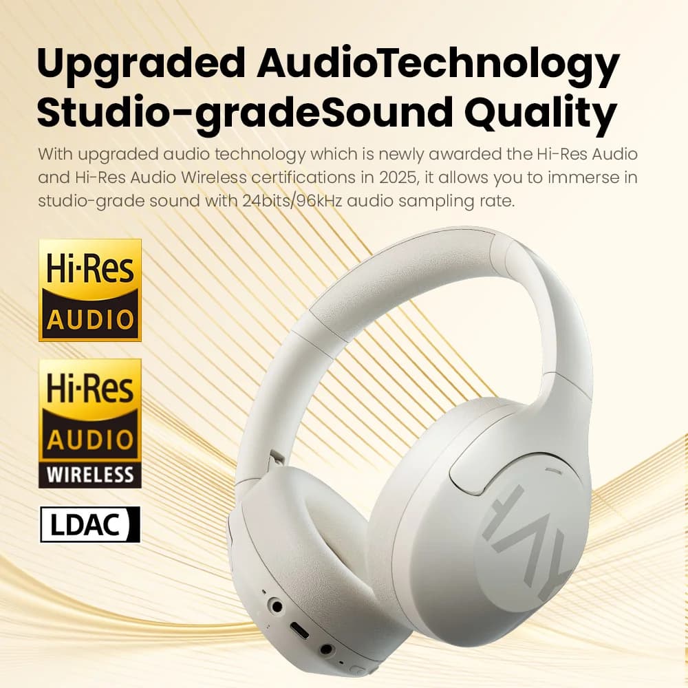 سماعات رأس HAYLOU S33 لاسلكية بتقنية البلوتوث 5.4 مع ميكروفون و إلغاء الضوضاء و صوت عالي الدقة 43dB و مشغل نشط 40mm - 3