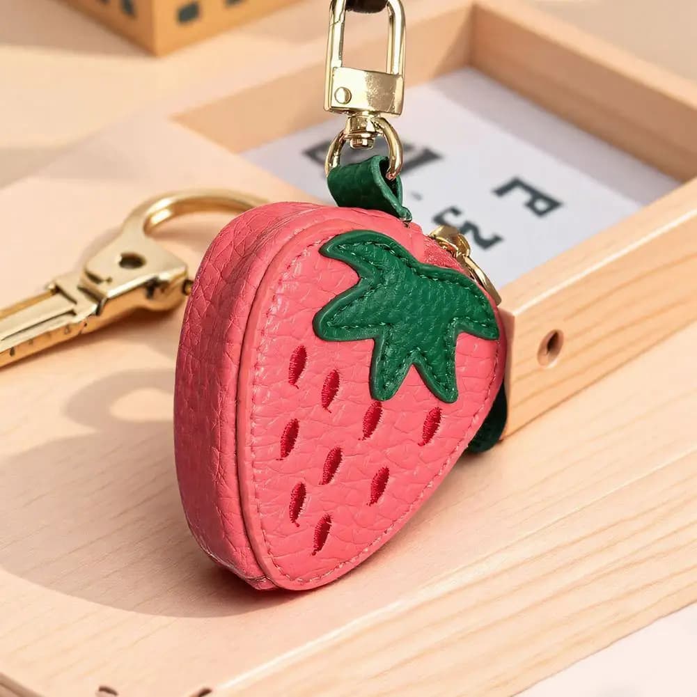 Fruit Coin Purse Cherry Blueberry Design Fruit Charm Coin Purse Cute PU Leather Pendant Keychain Earphone Bag Mini Storage Bag - 3
