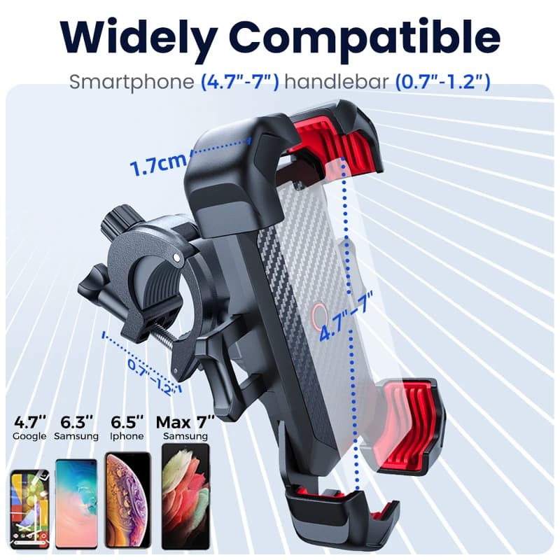 Joyroom Bike Phone Holder 360° View Universal Bicycle Phone Holder for 4.7-7 inch Mobile Phone Stand Shockproof Bracket GPS Clip - 5