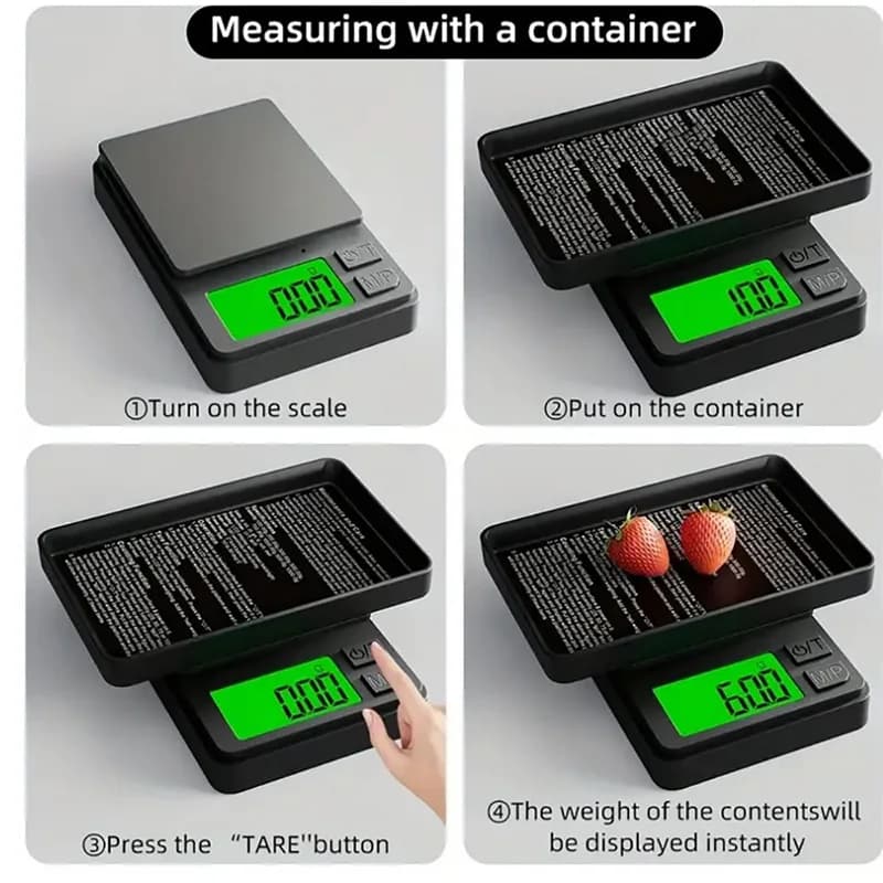 ميزان جيب رقمي عالي الدقة 0.01 جرام - 100/500 جرام، مثالي للمجوهرات وأعمال المطبخ الدقيقة - 5