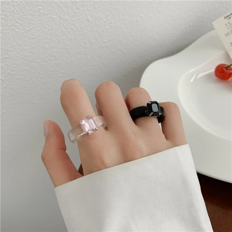 Fashion Luxury Irregular Geometric Transparent Colorful Crystal Rhinestone Zircon Round Ring For Women Shiny Jewelry Accessories - 5