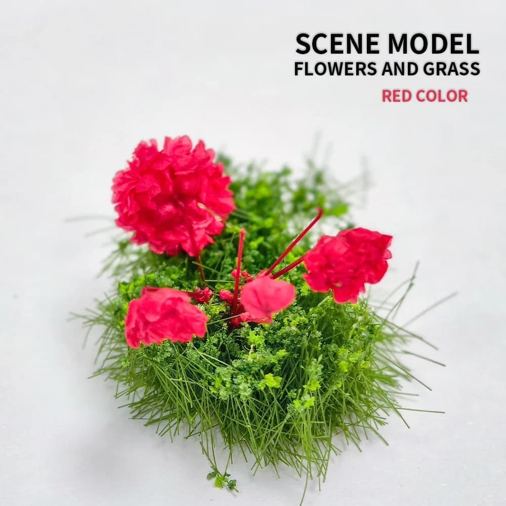3pcs/lot Miniature Flower Cluster Artificial Plants for Diy Model Making/Train Layout/Garden Decoration/Diorama Random Colors - 4