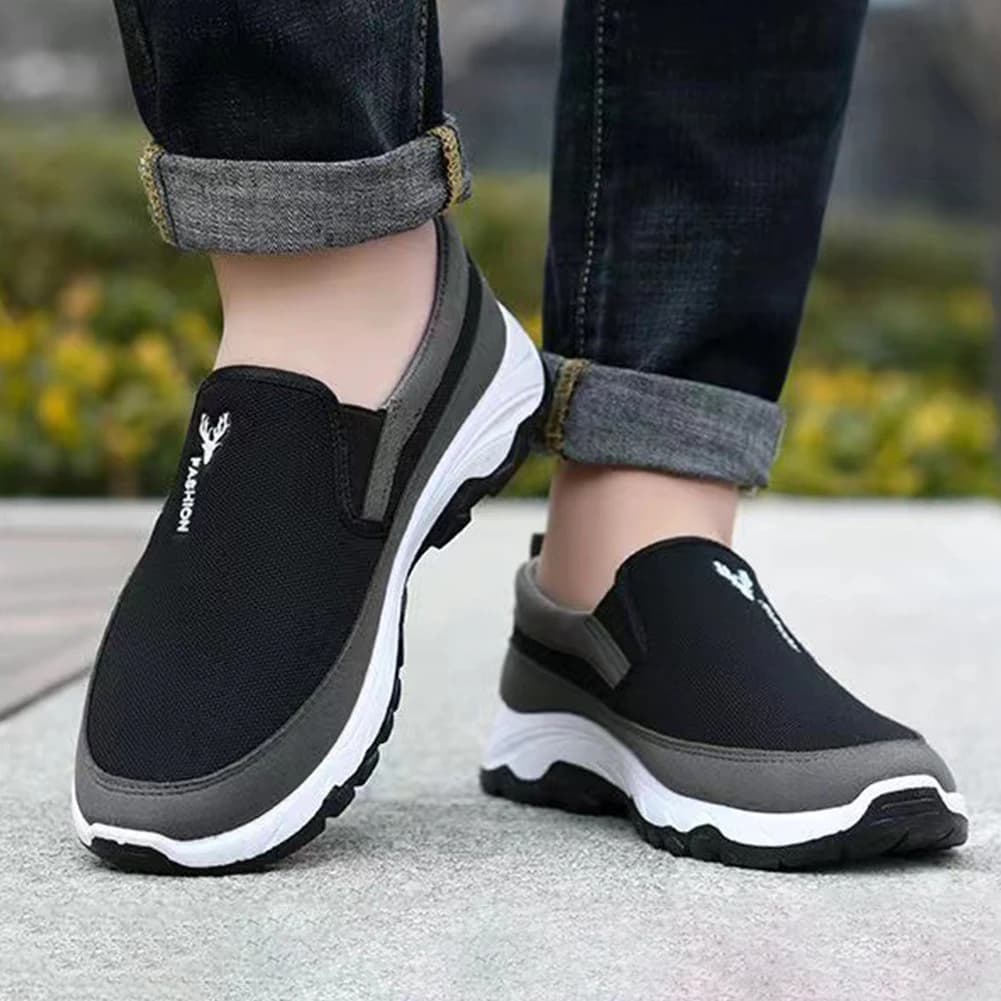 Men Casual Canvas Shoes Lightweight Summer Mesh Shoes Breathable Slip on Flats Men Fashion Walking Shoes Soft Loafers for Men - 4